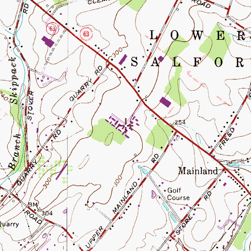 Topographic Map of Village at Salford Mill, PA