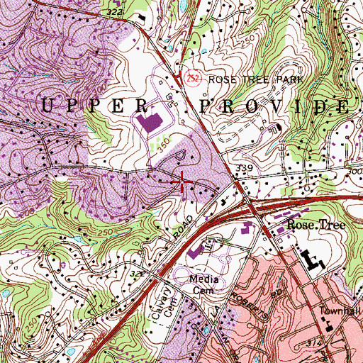 Topographic Map of Village of Rose Tree, PA