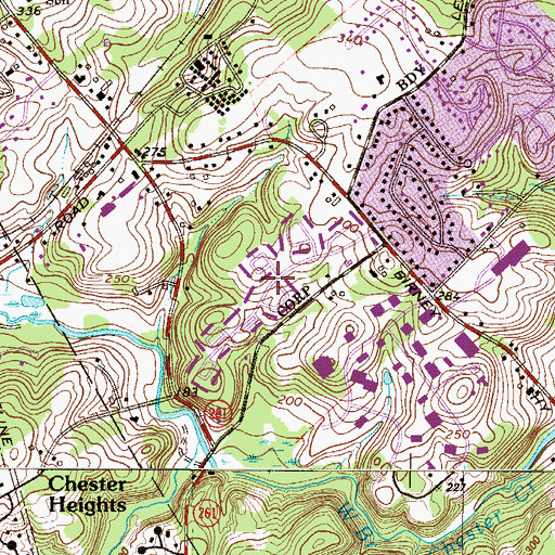 Topographic Map of Village of Valleybrook, PA