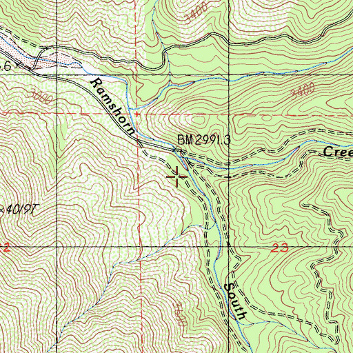 Topographic Map of South Fork Ramshorn Creek, CA