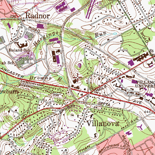 Topographic Map of Villanova Post Office, PA