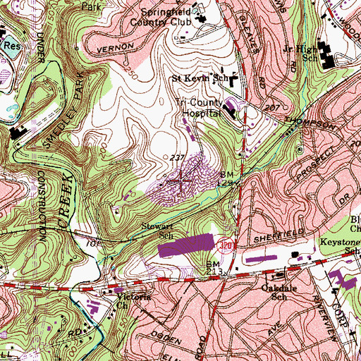 Topographic Map of Villas at Golf View Estates, PA