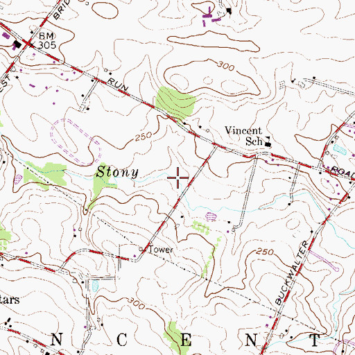 Topographic Map of Vincent Mennonite Cemetery, PA