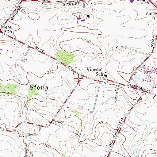 Topographic Map of Vincent Mennonite Church, PA