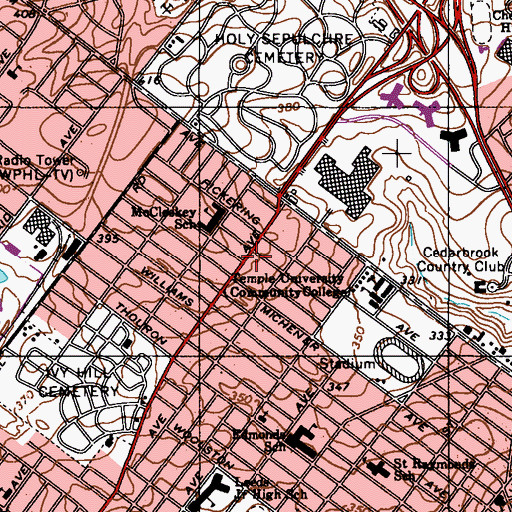 Topographic Map of Wadsworth Library, PA
