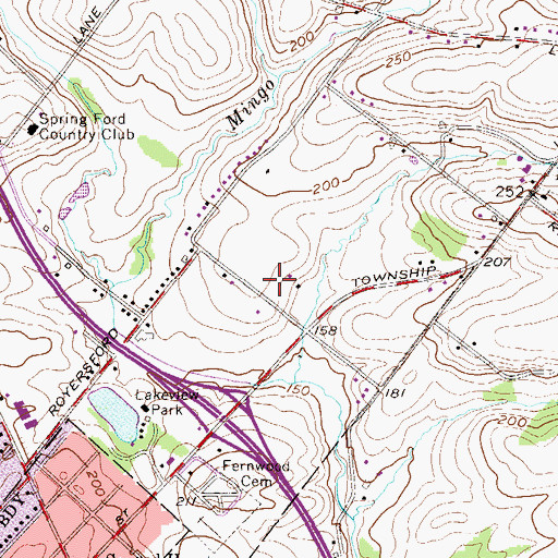 Topographic Map of Walnut Crossing, PA