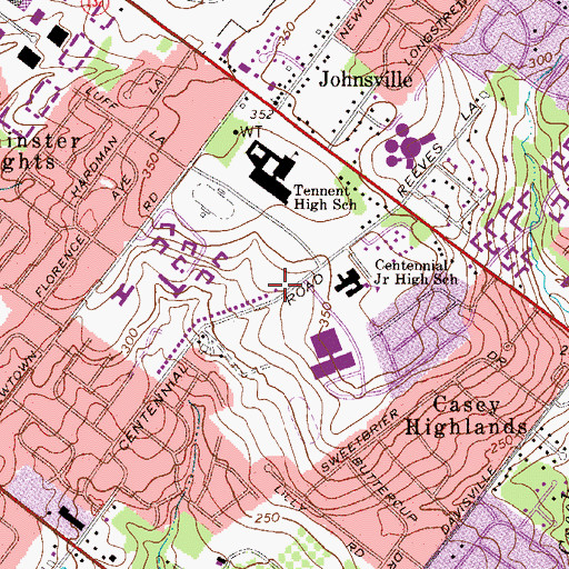 Topographic Map of Warminster Fire Department Station 91, PA