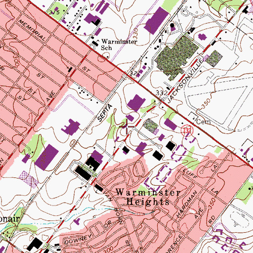 Topographic Map of Warminster Township Hall, PA