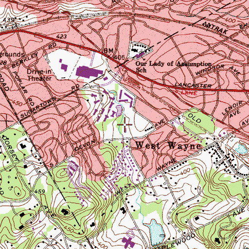 Topographic Map of Warren Filipone Memorial Park, PA