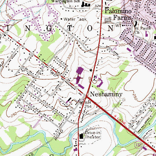 Topographic Map of Warrington Plaza Shopping Center, PA
