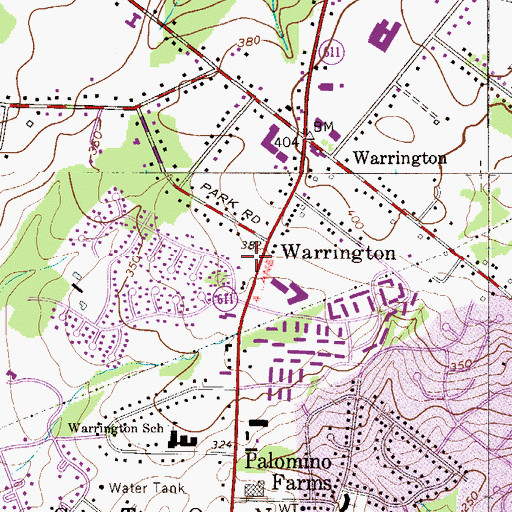 Topographic Map of Warrington Community Ambulance Corps, PA