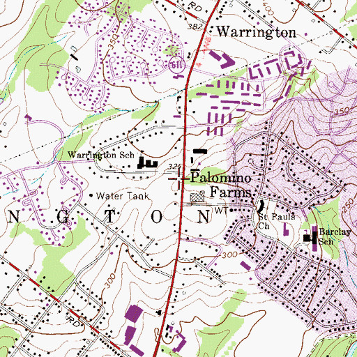 Topographic Map of Warrington Township Administered Municipal Building, PA