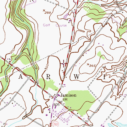 Topographic Map of Warwick Company 66 Fire Station, PA