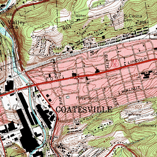 Topographic Map of Coatesville Fire Department - Hose Company Station 41, PA