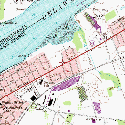 Topographic Map of Washington Fire Station 111, PA