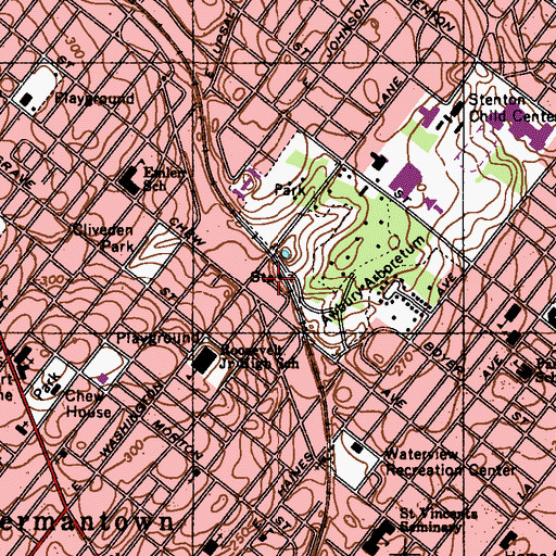 Topographic Map of Washington Lane Station, PA