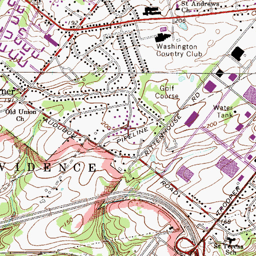 Topographic Map of Washingtons Crossing, PA