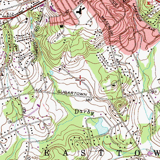 Topographic Map of Waynes Brooke, PA