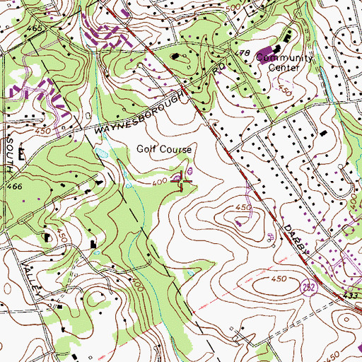 Topographic Map of Waynesborough Country Club, PA