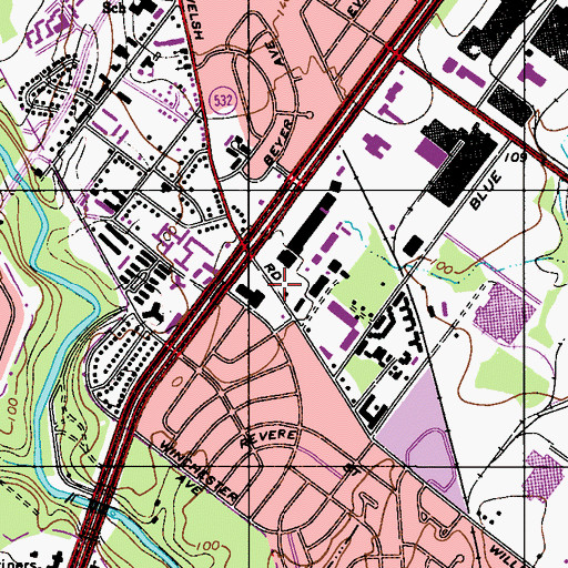 Topographic Map of Welsh Road Post Office, PA