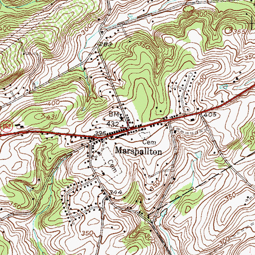 Topographic Map of West Bradford Fire Company Station 39, PA
