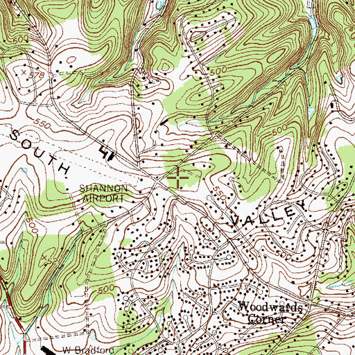 Topographic Map of West Bradford Fire Company - Poorhouse Road Station 39, PA