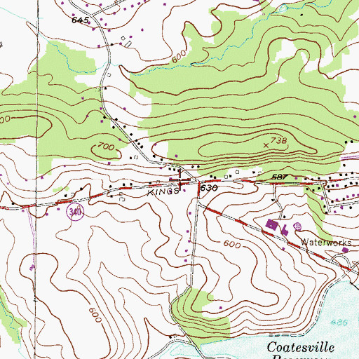 Topographic Map of West Caln Township Building, PA