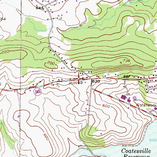 Topographic Map of West Caln Township Police Station, PA