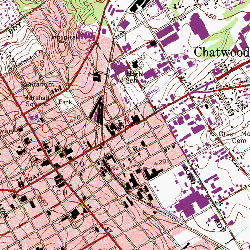 Topographic Map of West Chester Borough Hall, PA