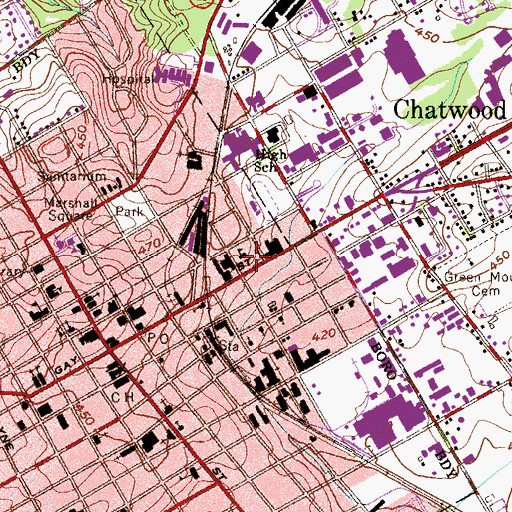 Topographic Map of West Chester Police Department, PA