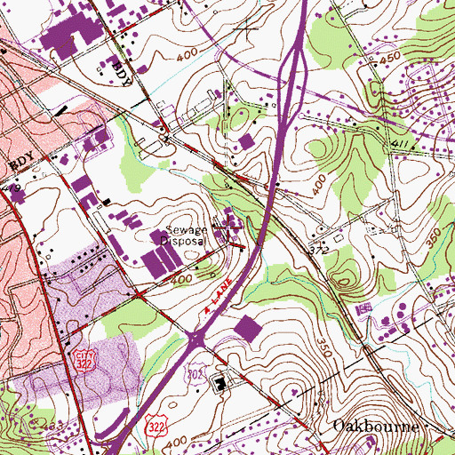 Topographic Map of West Chester Training Center, PA