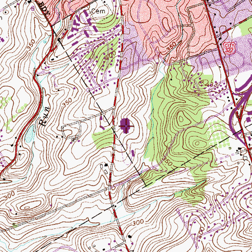 Topographic Map of West Chester University of Pennsylvania South Campus, PA