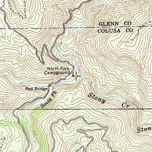 Topographic Map of South Fork Stony Creek, CA
