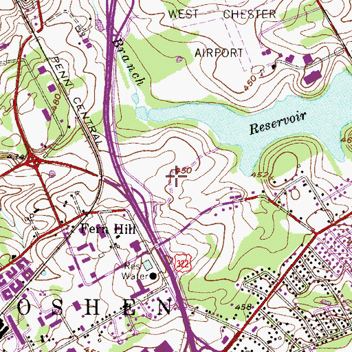 Topographic Map of West Goshen Community Park, PA