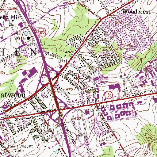 Topographic Map of West Goshen Hills, PA