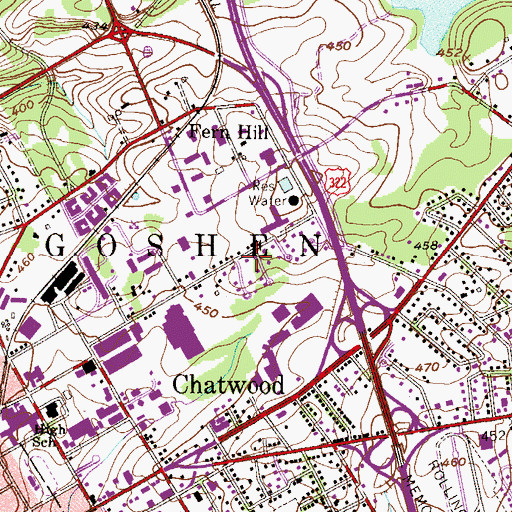 Topographic Map of West Goshen Park, PA
