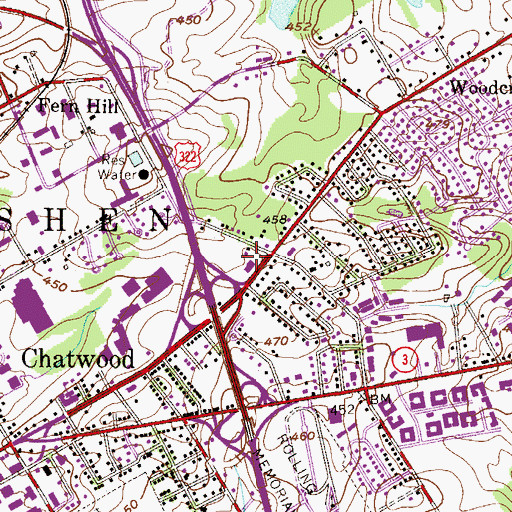 Topographic Map of West Goshen Township Building, PA