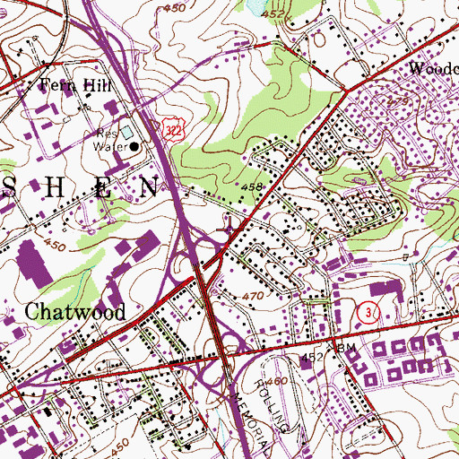 Topographic Map of West Goshen Township Police Department, PA