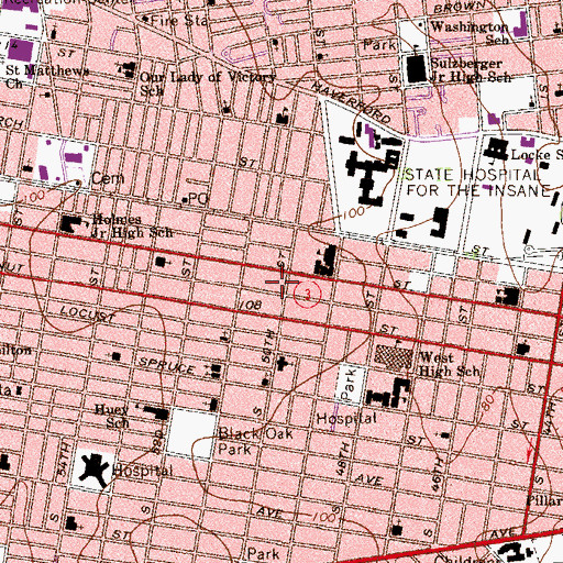 Topographic Map of West Market Post Office, PA