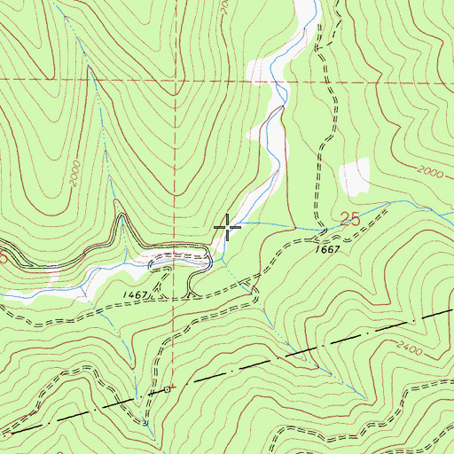 Topographic Map of South Fork Tish Tang a Tang Creek, CA