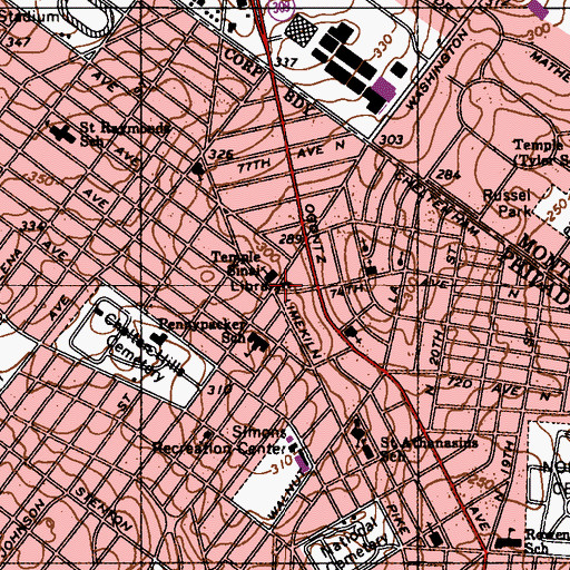 Topographic Map of West Oak Lane Branch Library Free Library of Philadelphia, PA