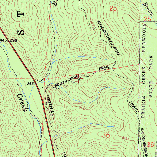 Topographic Map of South Fork Trail, CA