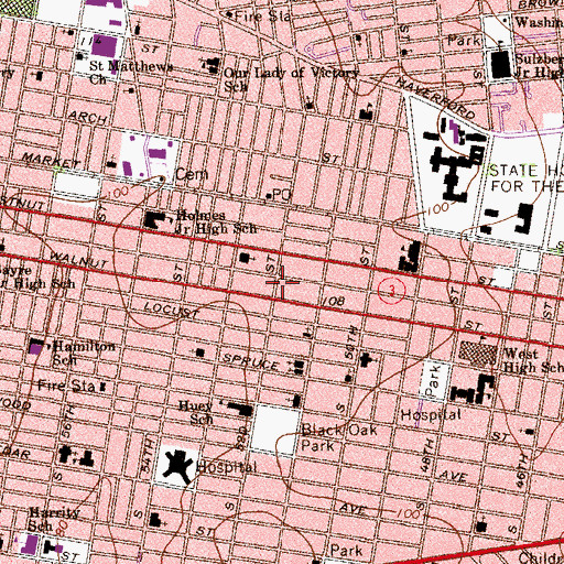Topographic Map of West Philadelphia Regional Library, PA