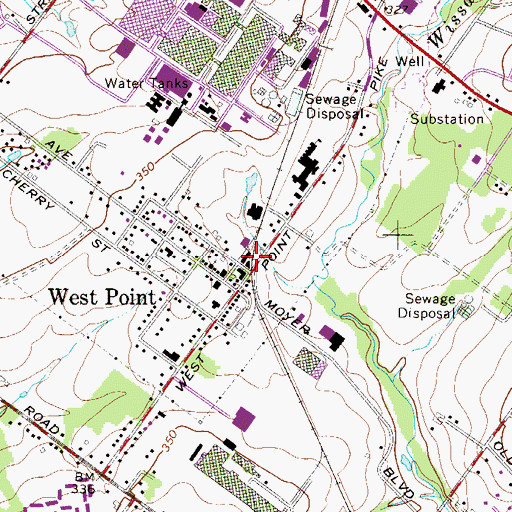 Topographic Map of West Point Station, PA