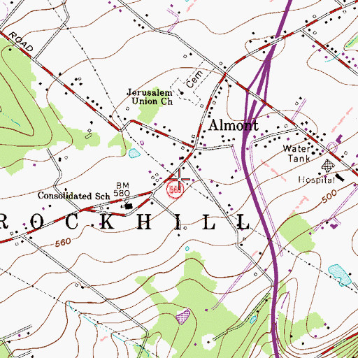 Topographic Map of West Rockhill Township Hall, PA
