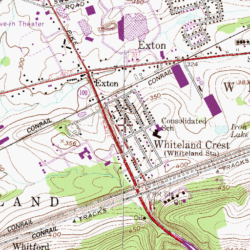 Topographic Map of West Whiteland Fire Company Station 6, PA