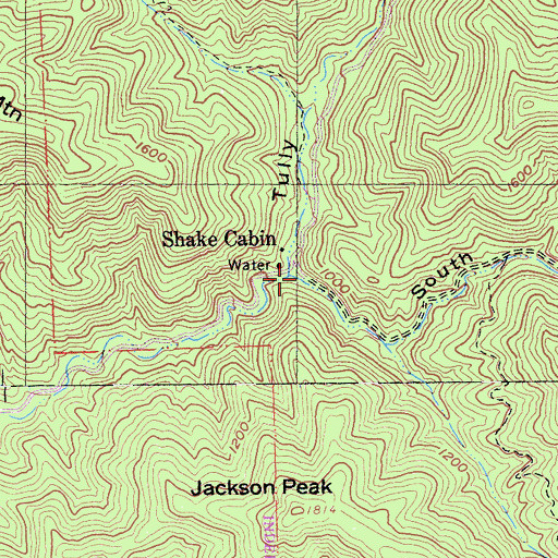 Topographic Map of South Fork Tully Canyon, CA