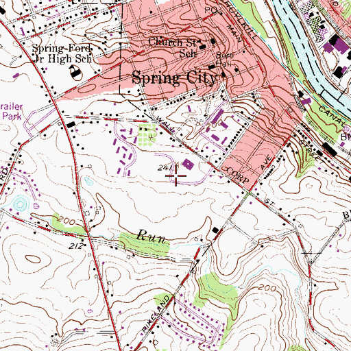 Topographic Map of Spring City Borough Park, PA