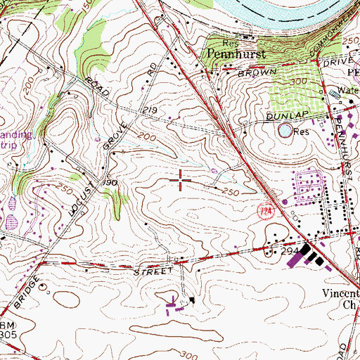 Topographic Map of Spring Hollow Golf Course, PA