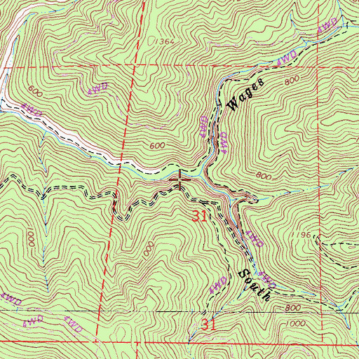 Topographic Map of South Fork Wages Creek, CA